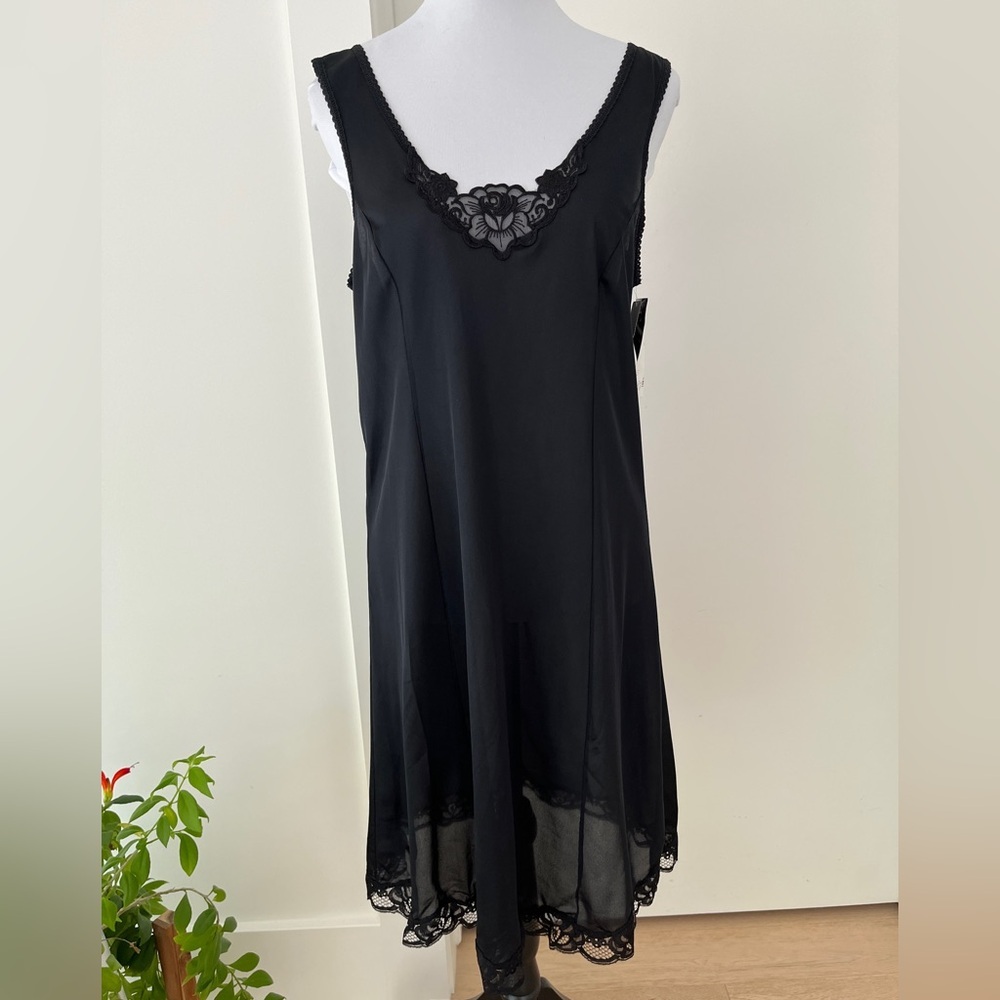 VINTAGE Lingerie Pink Lady Black Full Slip Lace Detail Eaton Deadstock Tags